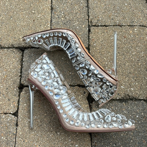 azalea wang Shoes - Azalea Wang Crystal Embellished Heels - Silver